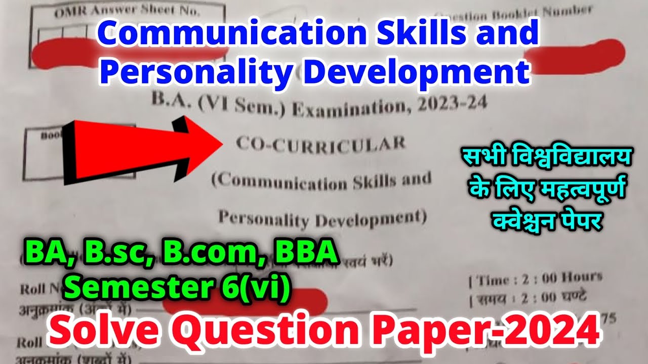 Co-Curricular BA B.sc B.com BBA 6th Semester 2024 | communation skills and personality development