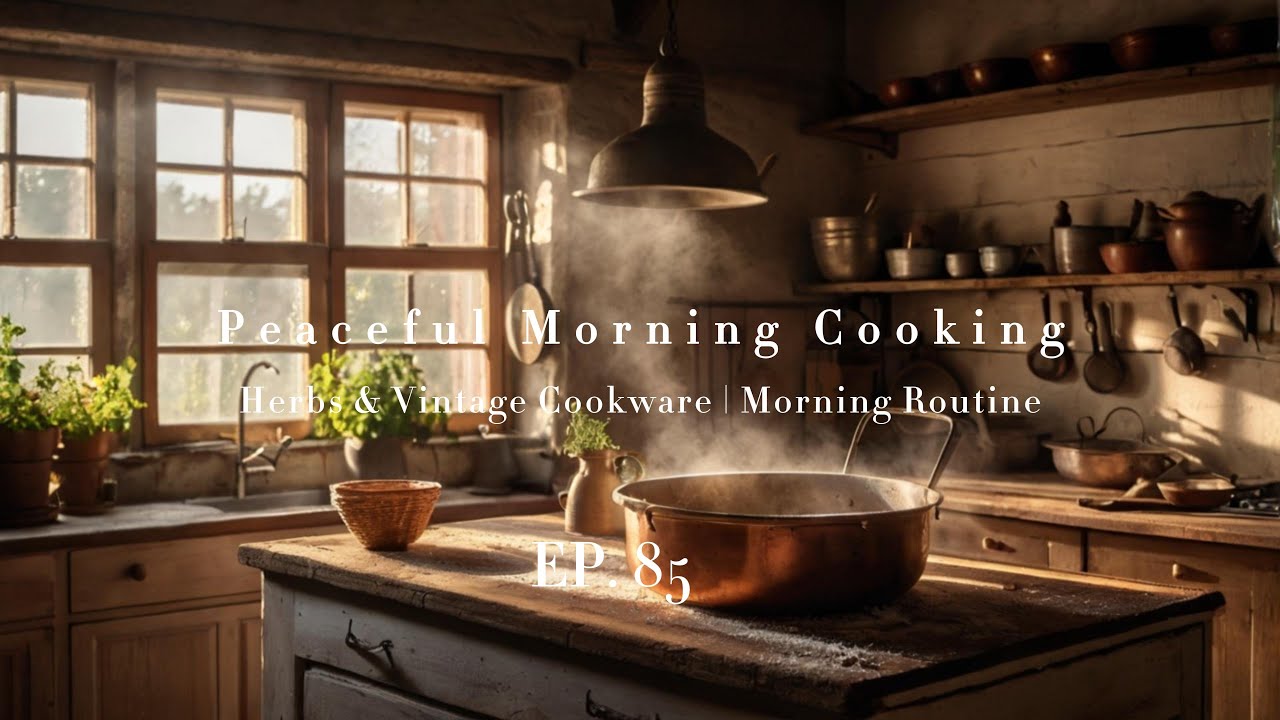 🍳 Peaceful Morning Cooking | 🌿 Herbs & Vintage Cookware | 🌅 Morning Routine