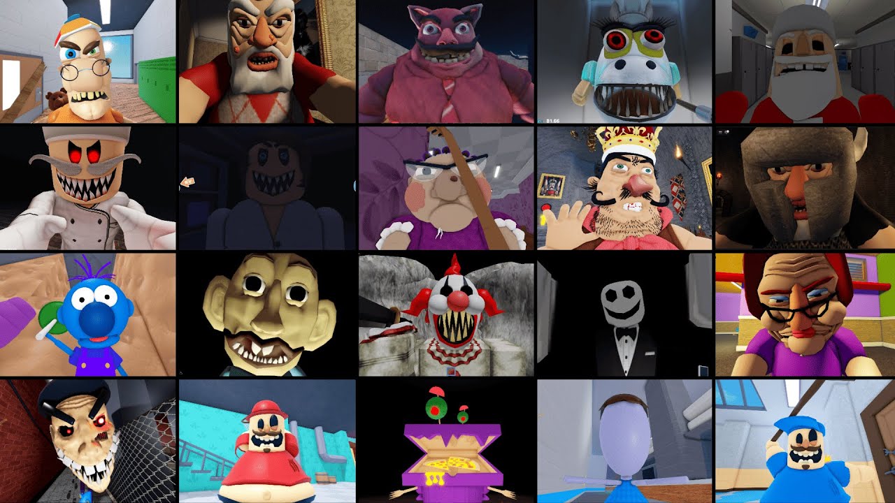 TEAM SCHOOL ESCAPE, RUN FROM GRANDPA, PAPA PIZZA, CARNIVAL OF TERROR, CARNIVAL, ROBLOX JUMPSCARE'S