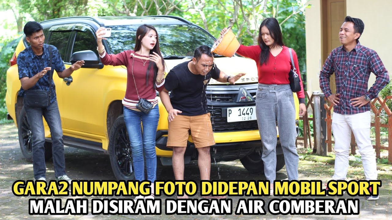 GARA2 NUMPANG FOTO DIDEPAN MOBIL SPORTNYA !! CEWEK MATRE INI SIRAM BOS MUDA DENGAN AIR COMBERAN !!