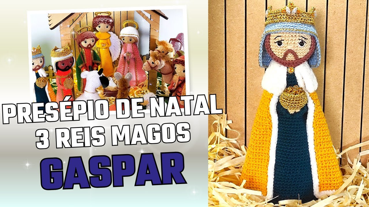 3 Reis Magos Gaspar Presépio de Natal Santinho Amigurumi em Crochê