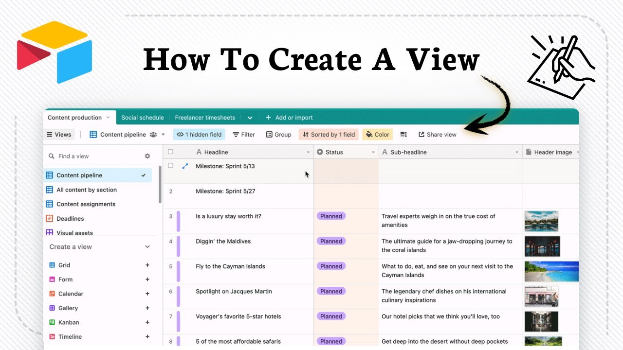 How to create a view in Airtable (For Better Navigation)