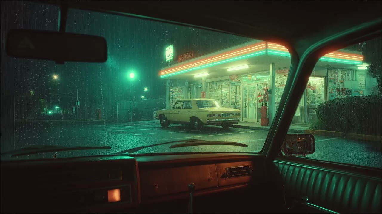 Calm Rain on Car Window During Night Drive with Gentle Sounds for Relaxation and Sleep