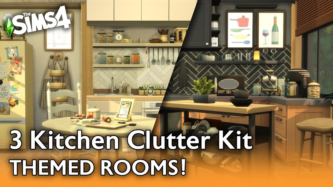 3 Kitchen Clutter Kit Room Ideas! | The Sims 4 Stop Motion Speed Build | No CC