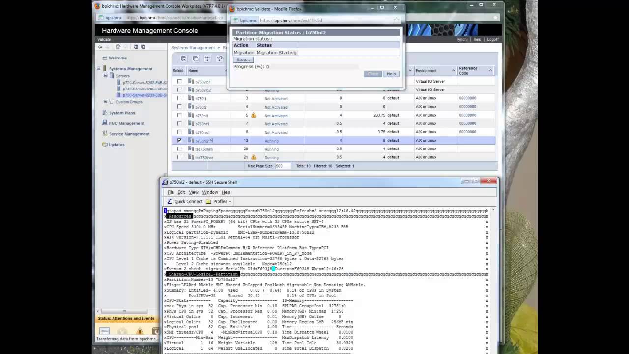 Demo of moving an LPAR with LPM