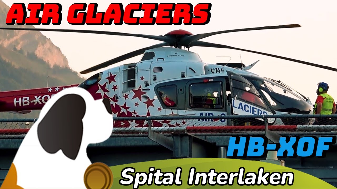 Air-Glaciers HB-XOF – Landing & Take-off at Interlaken Hospital (EC135 T3)