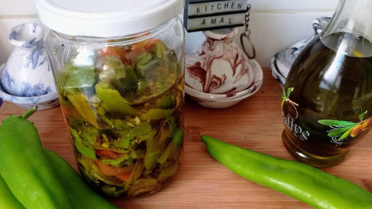 الفلفل المشوي الحار 🌶مرقد فالزيت 🌿 بتتبيلة رائعة  على طريقتي 👩‍🍳بنة على بنة 😋Conservation de poivron
