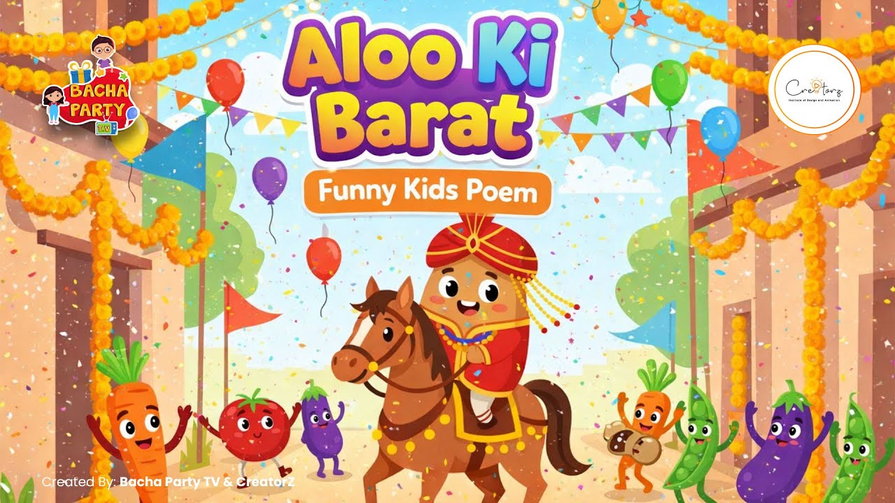 Funny Kids Poem in Hindi & Urdu 🥔 Aloo Ki Baraat | Cartoon for Children
