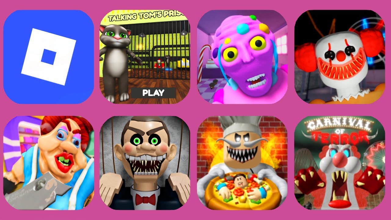 roblox.Talking Tom's Prison.Barry's Prison Run.ESCAPE MR. CANDY'S STORE.Mr.Crazy's Carnival.hardmodo