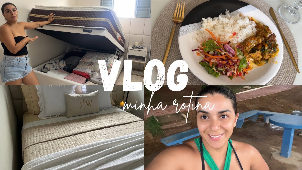 Vlog: cama posta/ organização/ roupas na máquina/ almoço/ comecei a me exercitar 