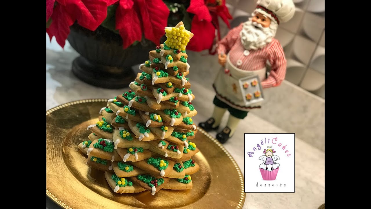 COMO HACER UN ARBOL PINO DE NAVIDAD CON GALLETAS DE MANTEQUILLA / ANGELICAKES DESSERTS