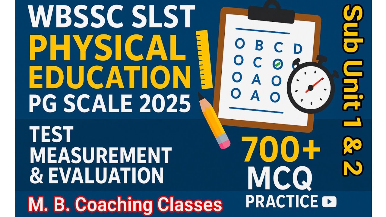 SLST PG Physical Education 2025 | 700+ Most Expected MCQ | Test Measurement | Unit 1&2 | 100% Common