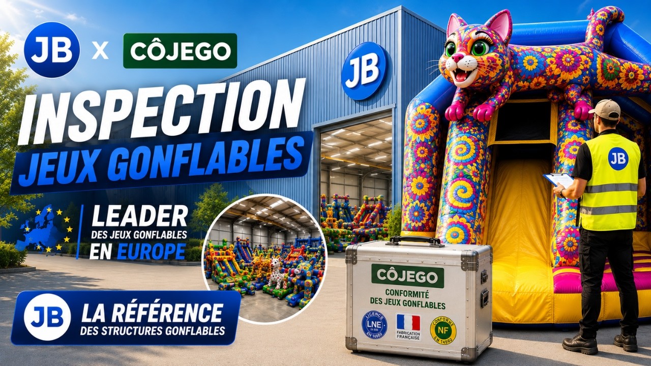 Inspection EN14960 chez JB Inflatable, le plus grand fabricant de châteaux gonflables Européen