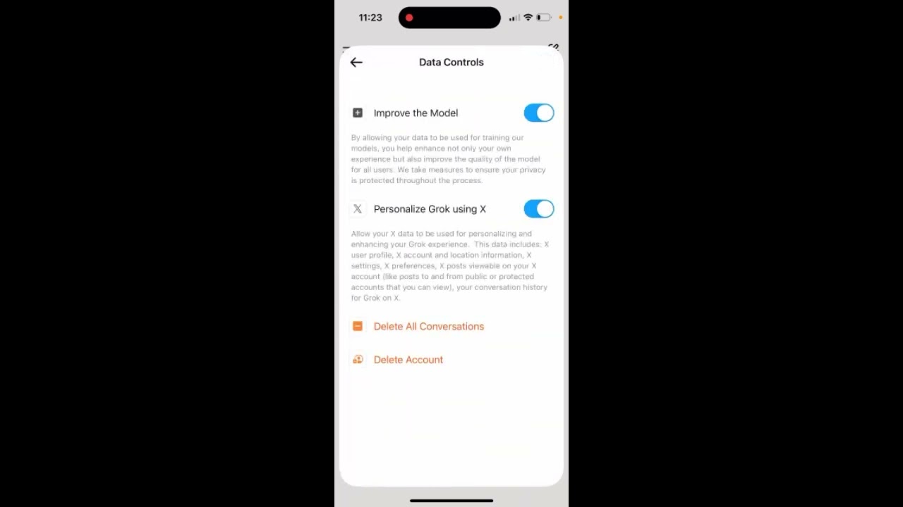 HOW TO DELETE ACCOUNT FROM GROK