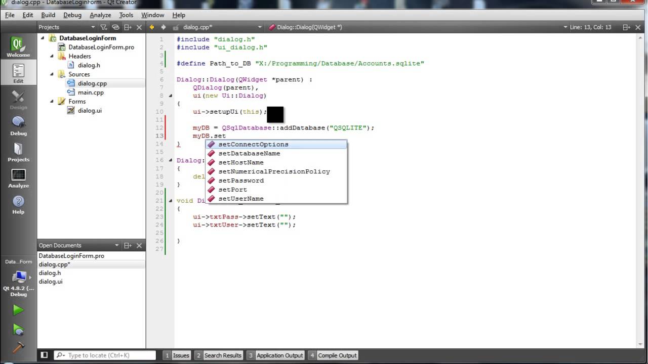 C++ Qt SQLite-Login With Database