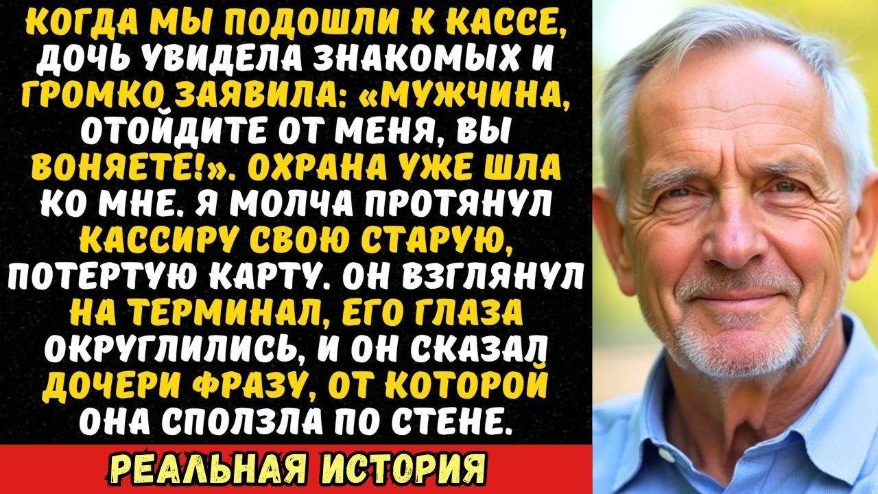 В магазине дочь отошла от меня: «Я не знаю этого бомжа». Кассир пробил чек и тихо сказал ей…