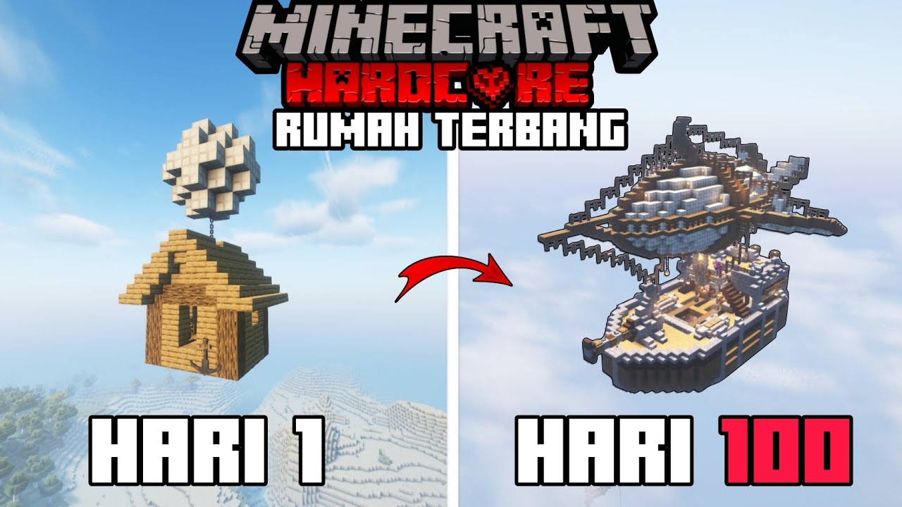 100 Hari di Minecraft Hardcore Rumah Terbang
