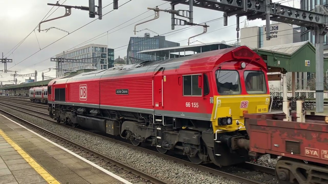 DB 66 155 JACKIE CLEAVE 1:18PM NEPORT DOCKS TO MAGAM T.C PASSING THROUGH CARDIFF CENTRAL ON THE DM.