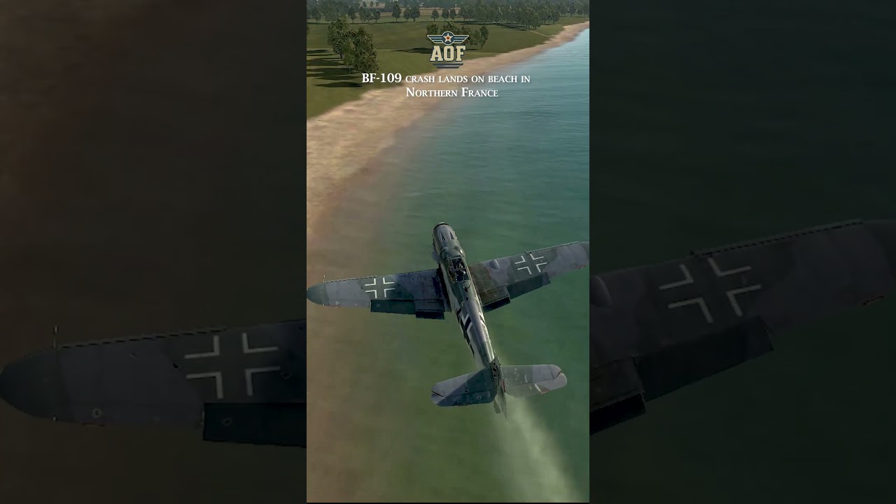 BF109 crash lands on the beach 
