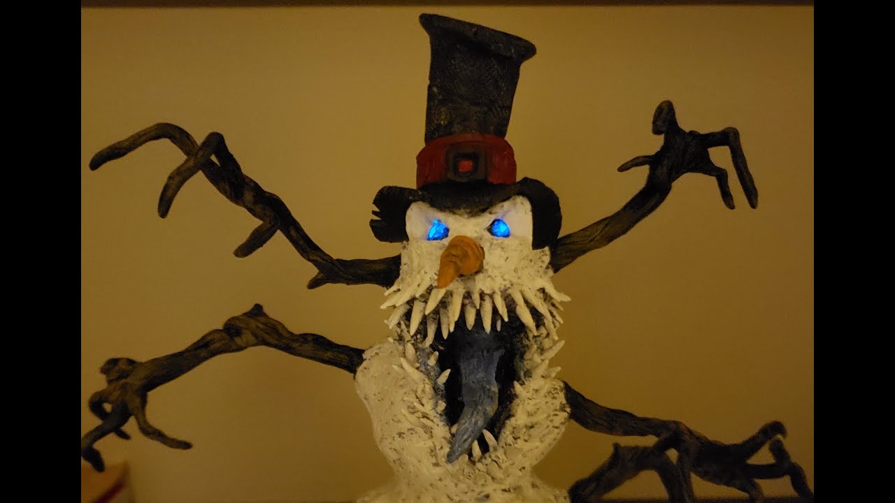 Scary!  Sculpting a creepy snow man out of polymer clay