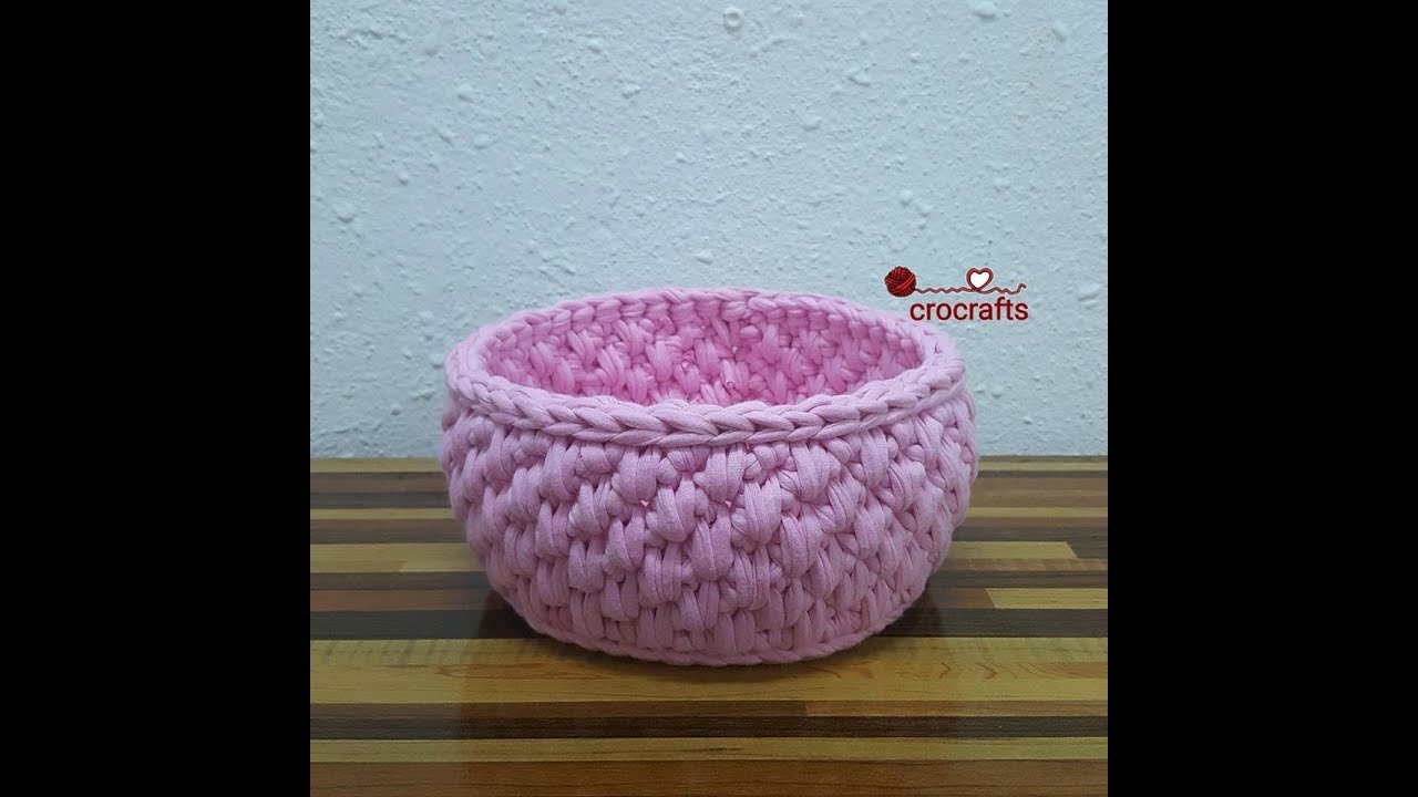 crochet tshirt yarn basket model 5-كروشيه باسكت بخيط الكليم موديل 5-crocraftsكروكرافتس