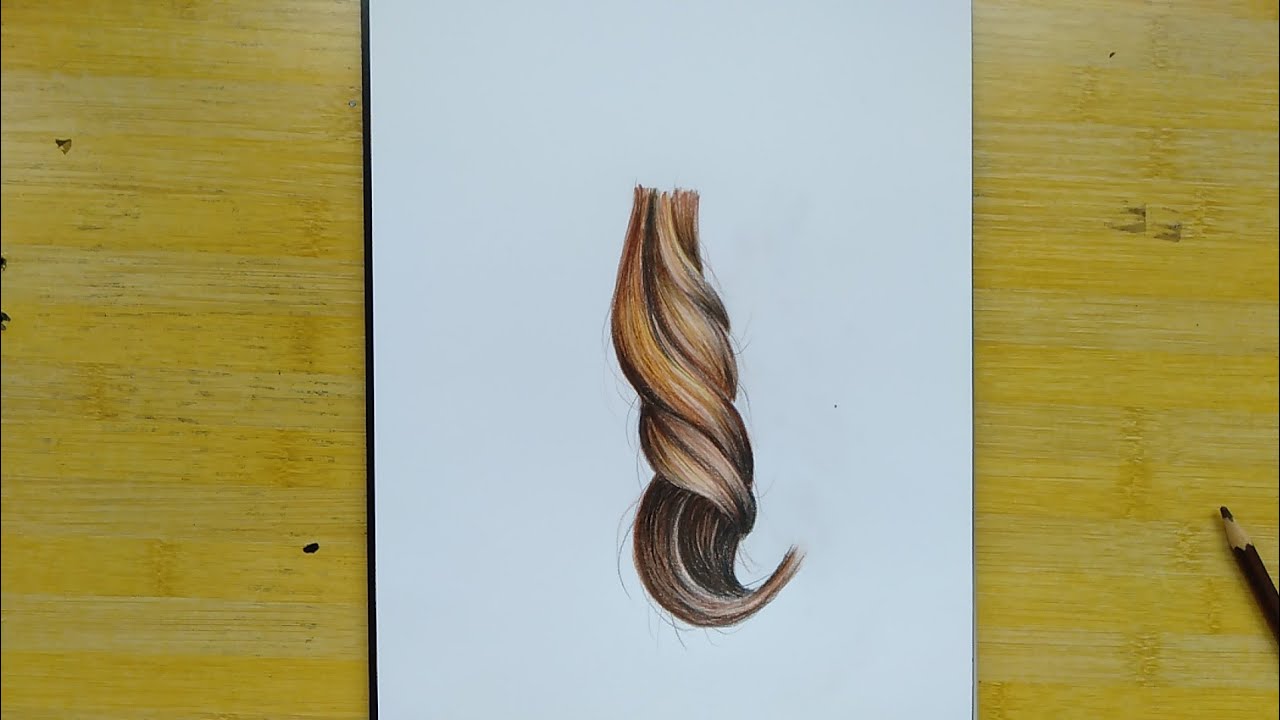 How To Draw Realistic Hair with Colored Pencil نقاشی موی طبیعی با مداد رنگی