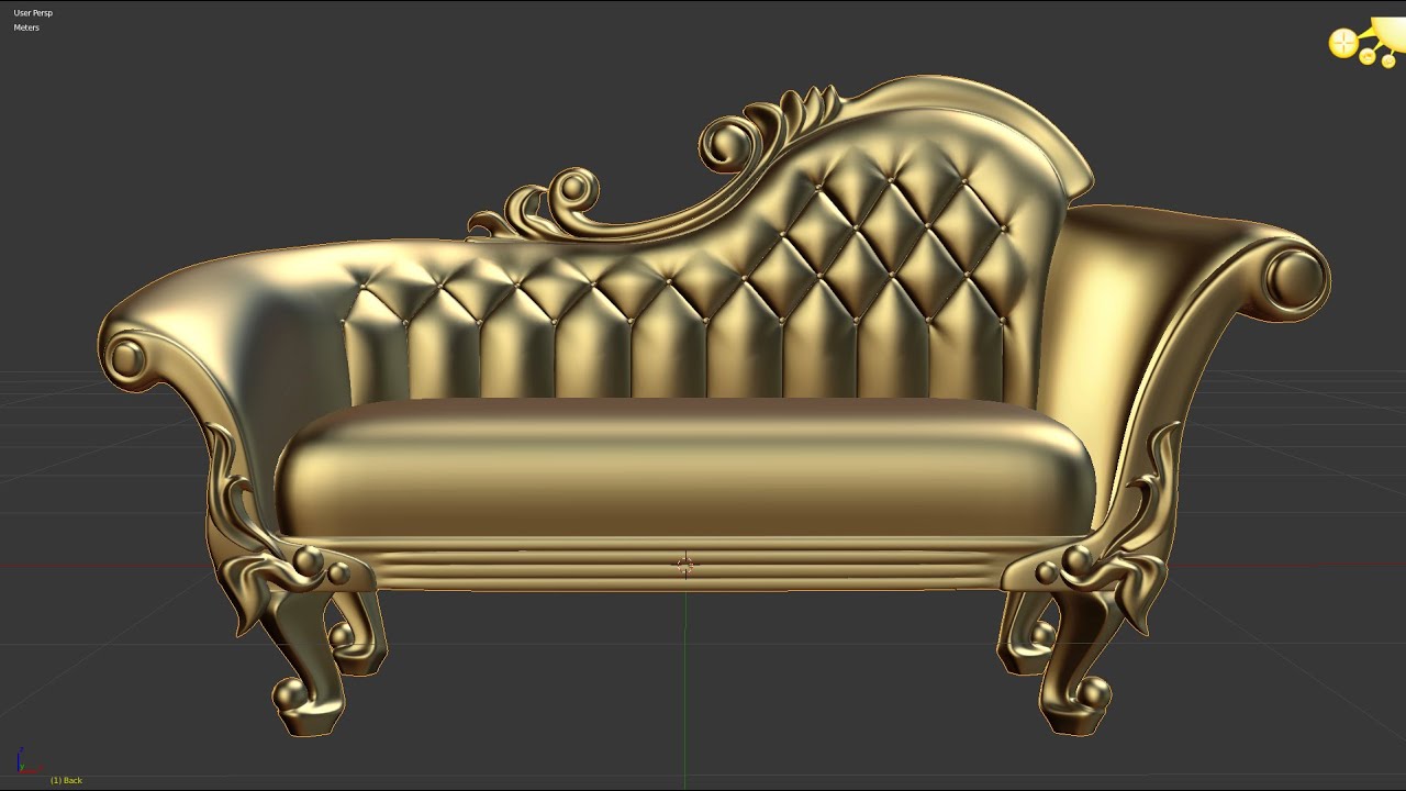 Victorian Deep Button Sofa Blender 3d modeling