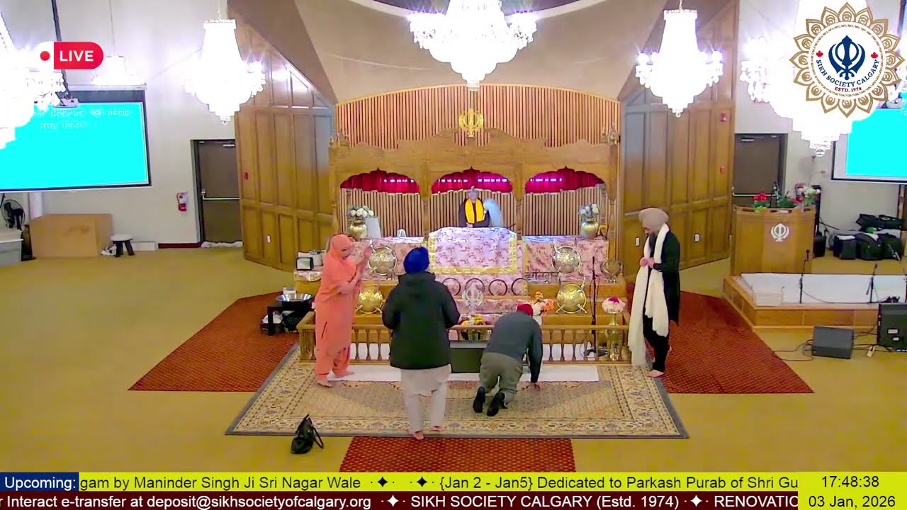 Sikh Society Calgary Live Stream | January 3, 2026 | Bhai Maninder Singh Ji Sri Nagar Wale