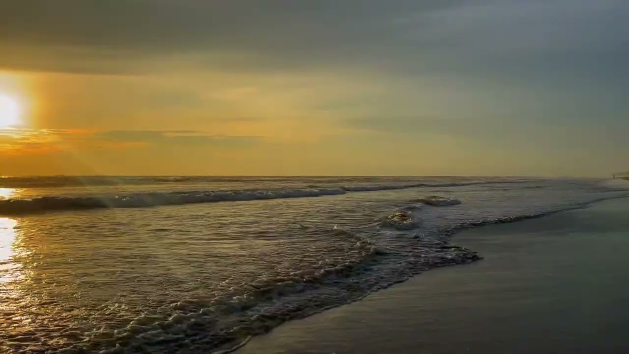 Full Un-Looped Sunset on a Tropical Beach | 1 Hour Calming Ocean Waves for Deep Sleep | 4K ASMR