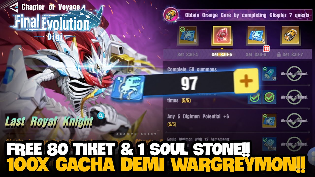 FREE 80 TIKET SUMMONS & SOUL STONE JESMON!! AUTO GACHA BANNER WarGreymon! - The Final Evolution Digi