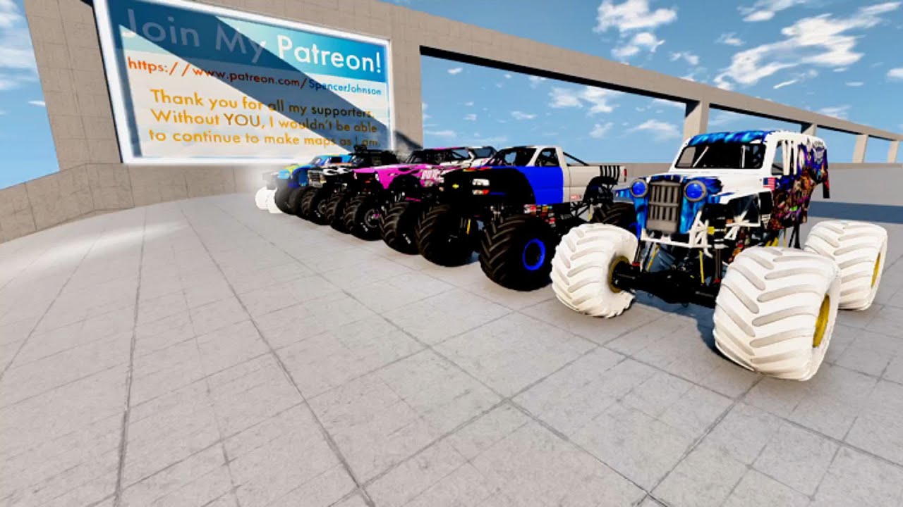 Epic High Speed monster trucks jumps & crashes #009 – BeamNG Drive  ASky BeamNG