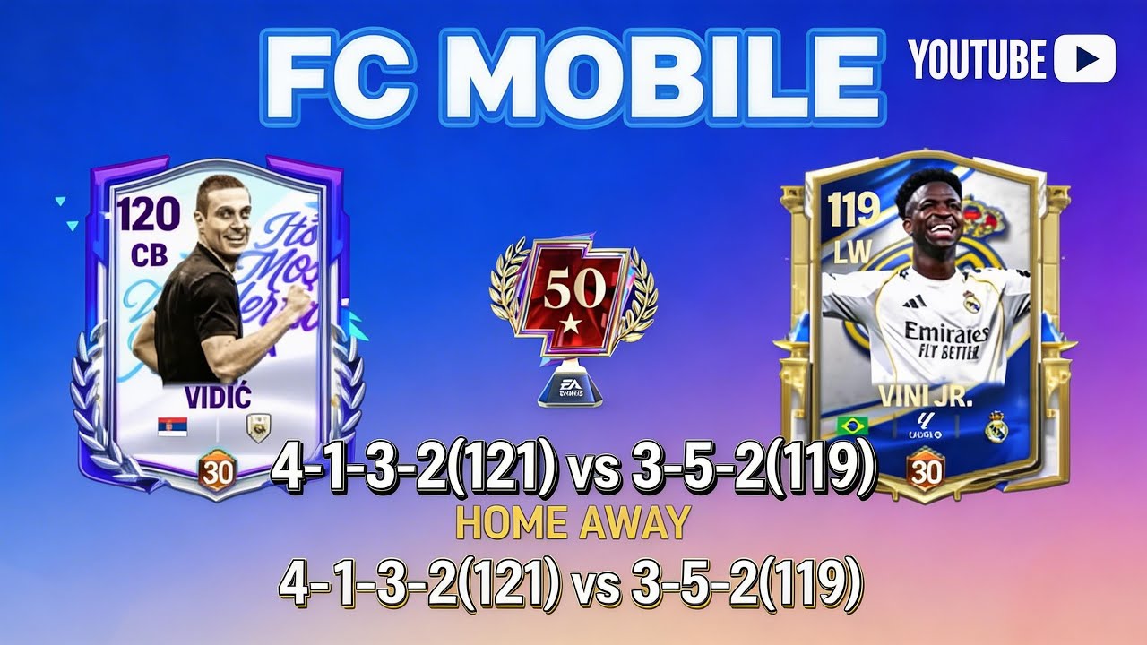 VIDIC 4-1-3-2 vs VINI JR 3-5-2 FC MOBILE REVIEW MATCH 