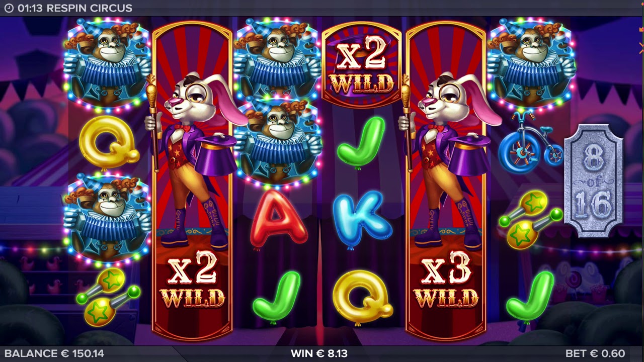 Respin Circus Online Casino Slot Free Spins Bonus Game Huge Win!