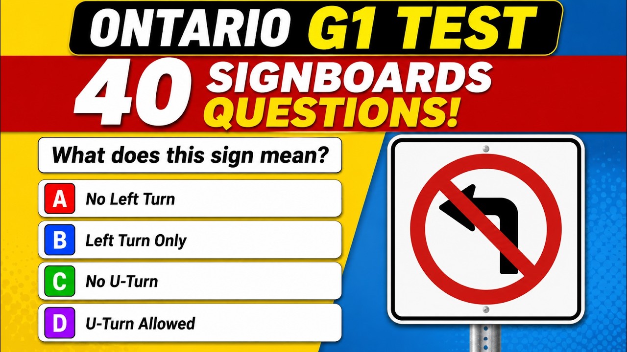 G1 Test Ontario 2026 - 40 Road signs Test || Ontario G1 knowledge test.