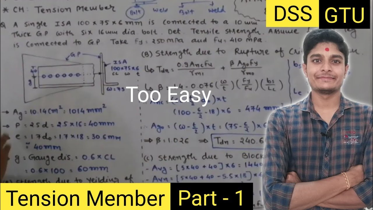 Example of Tension Member | Part - 1 | Analysis | Bolt | DSS | GTU | Amrut Classes