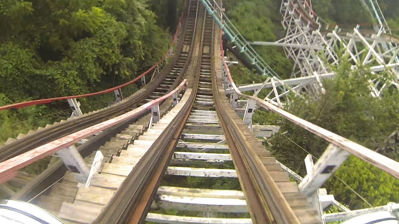 Kennywood Thunderbolt Wooden Coaster POV Pittsburgh Front View