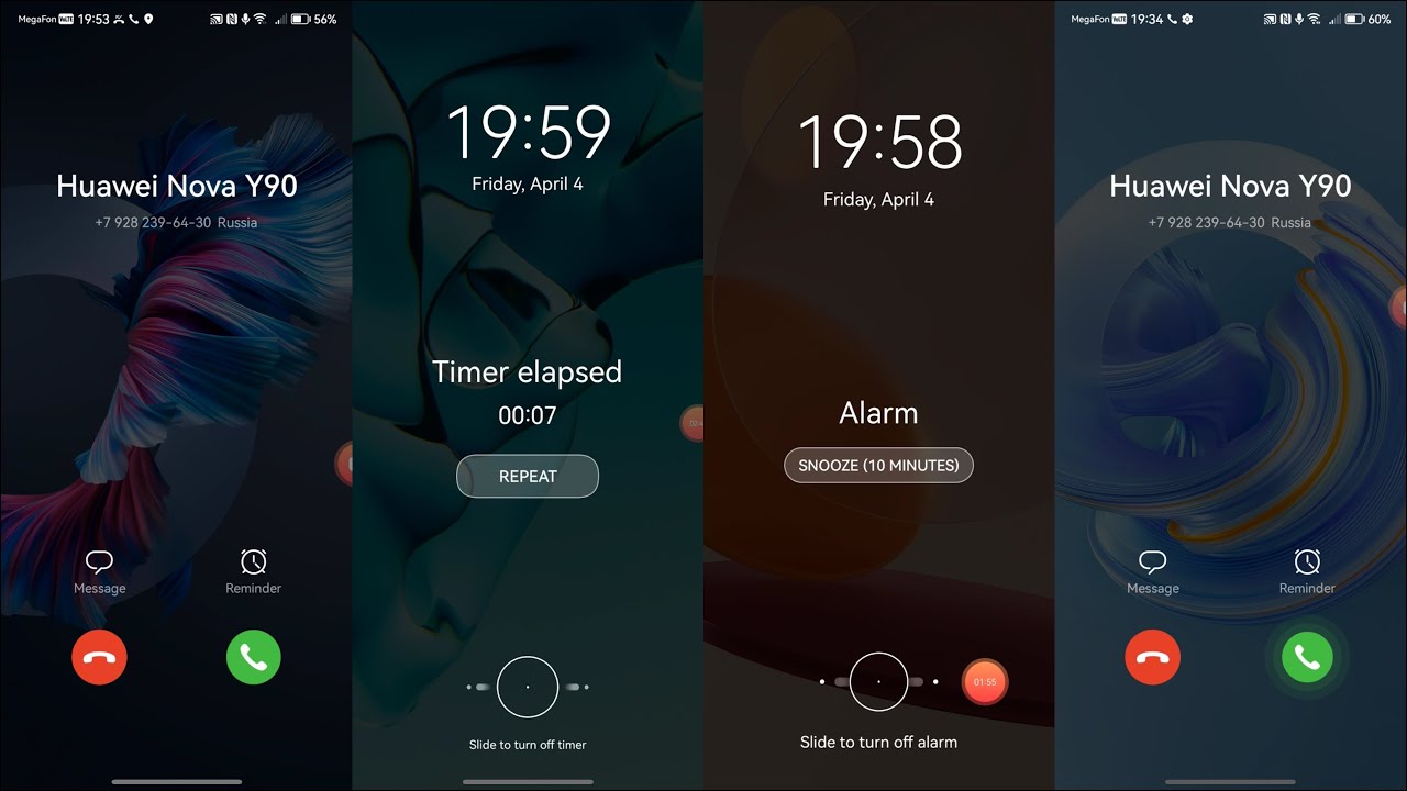 Huawei Nova Y90 Screen Video Recording Incoming call + Alarm Clock + Timer