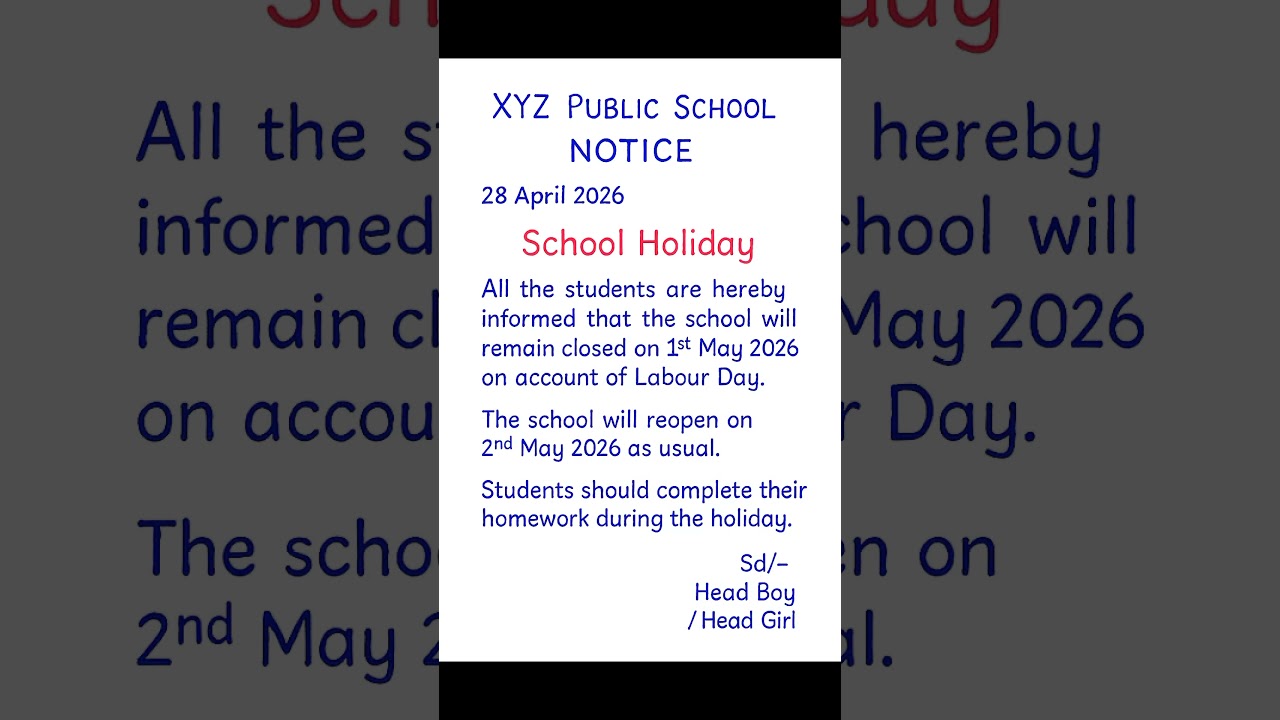 Notice Writing on School Holiday | Handwriting Shorts