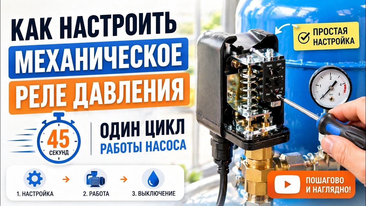 Настройка реле давления за 45 секунд — один цикл работы насоса