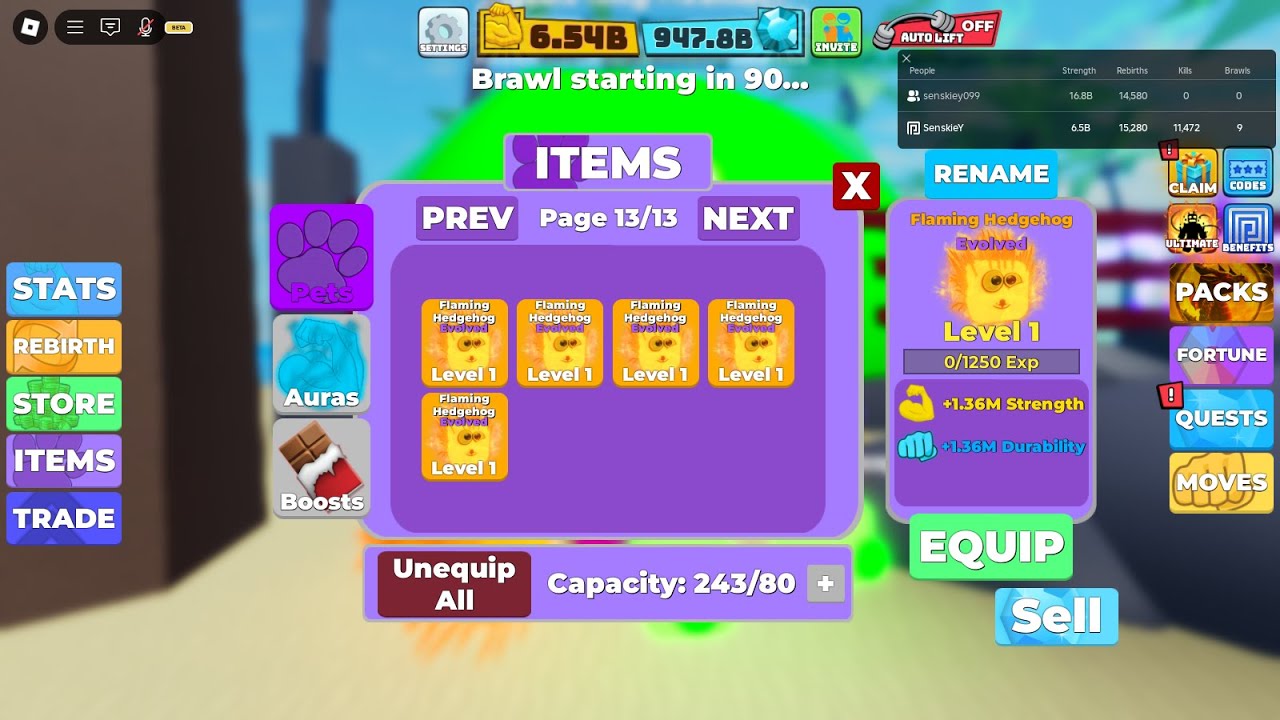 FREE GLITCHED PET MUSCLE LEGENDS on Roblox 18,980 REbirth Account GIVEAWAY TOMORROW