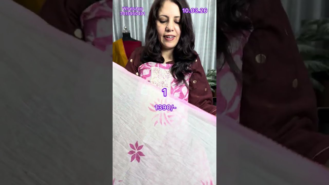 10.03.26🫟 Pure Cotton, Muslin & Maheshwari silk Officewear & Partywear Suits🫟