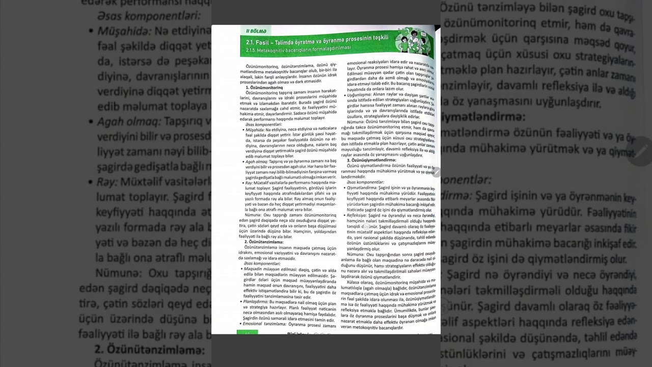 Metokoqnitiv bacarıqlar 2024 yeni taim kitabı əsasında