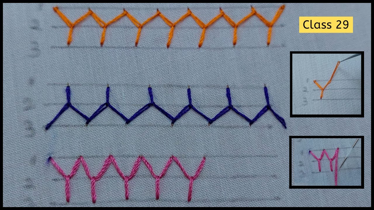 Y-stitch & Inverted Y-stitch using aari & normal needle | Aari class 29 | Needles and ladles