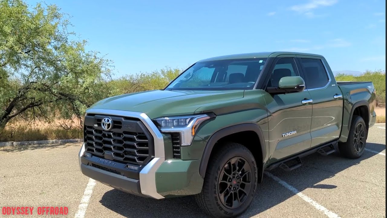 My new 2023 Toyota Tundra limited  Crewmax TRD Offroad Army green - Detailed walk around 