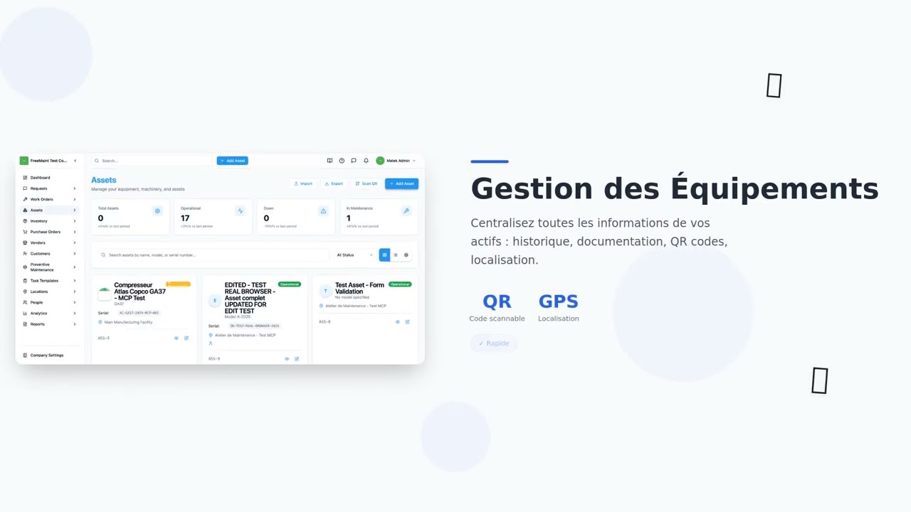 FreeMaint : La Seule GMAO 100% Gratuite - Gestion de Maintenance Simplifi&eacute;e