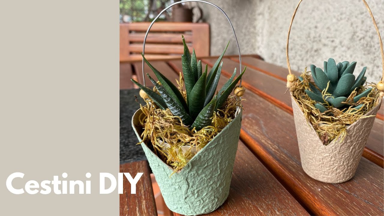 Cestini per piantine grasse DIY!! Chiunque puo' farli!!  Idea regalo    #cestiniDIY #nanadecor #idee