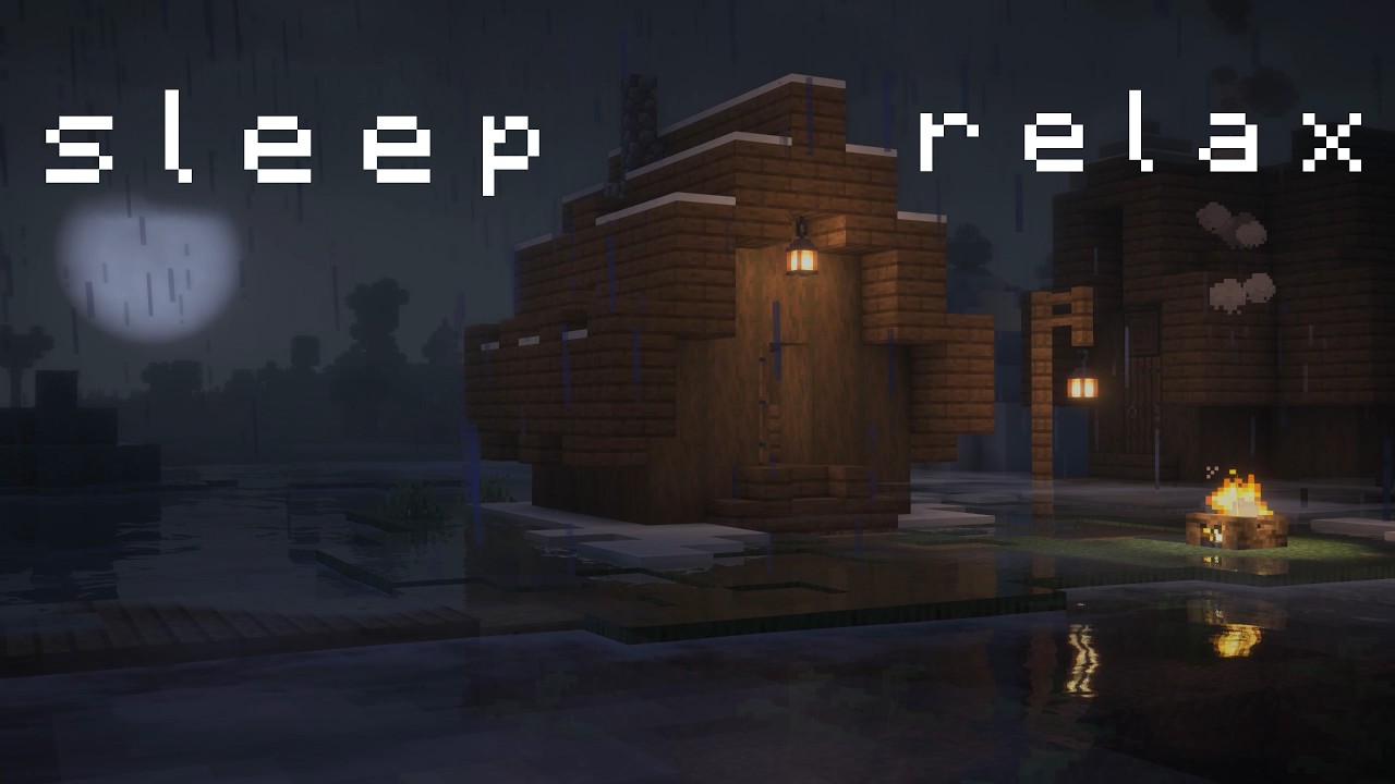 Heavy Rain & Fire Ambience | Sleep, Study, Relax | Minecraft Vibes