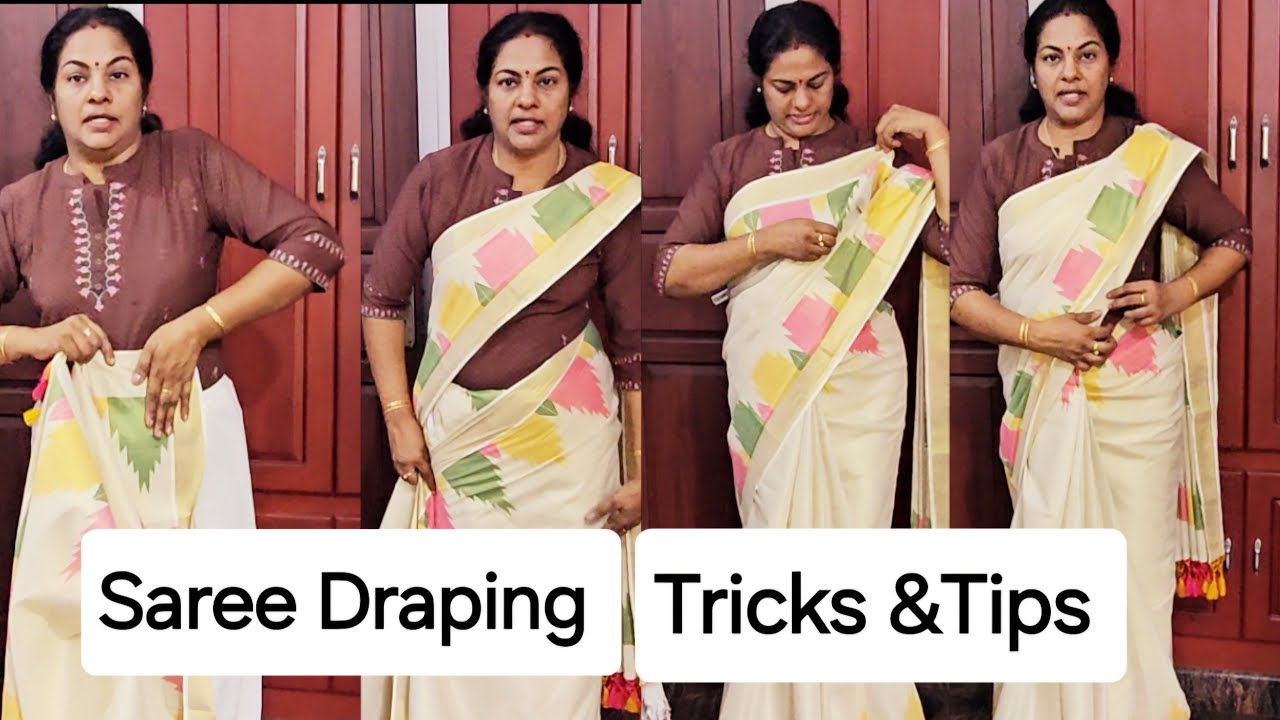 Saree Draping Tutorial for beginners/തുടക്കകാർക്കും ടിപ്പ് ടോപ്പ് ആയി സാരി ഉടുക്കാൻ പഠിക്കാം/Saree