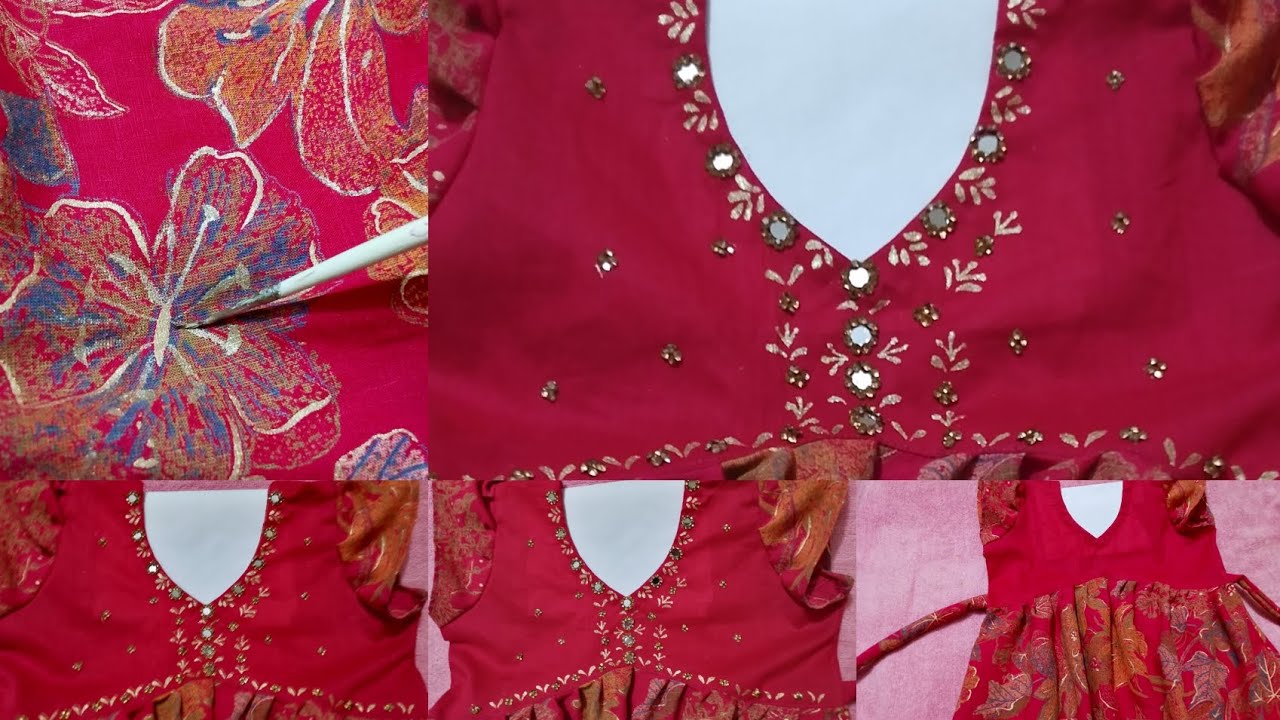 Magenta Color Dress Hand Work Design | সহজ ও সুন্দর জামার কাজ | Viral Hand Embro