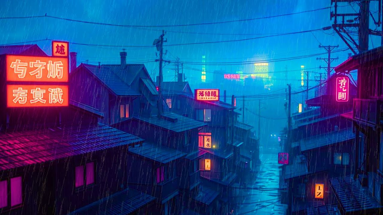 Rainy Neon Alley at Night 🌧 LoFi for Deep Sleep & Overthinking Relief